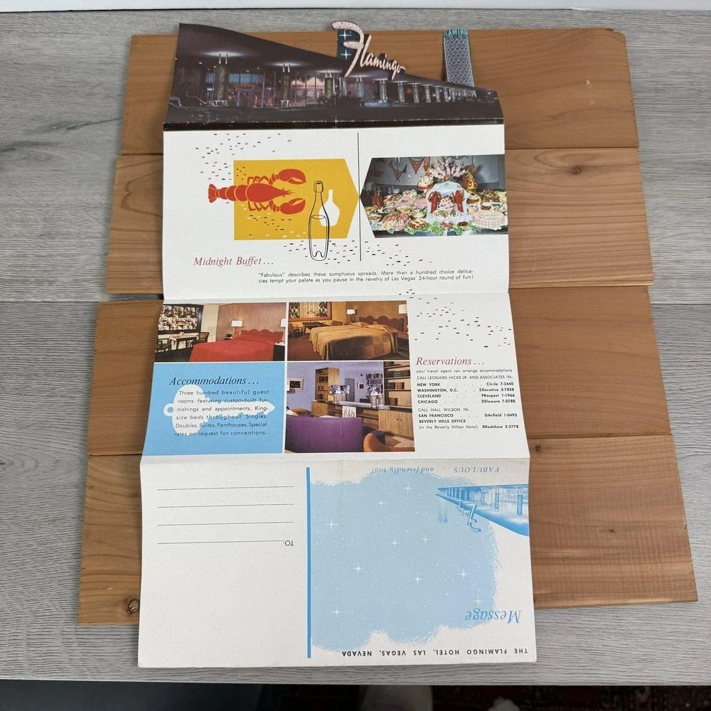 Vintage Flamingo Hotel Las Vegas Travel Brochure Fold Out Casino Nevada USA